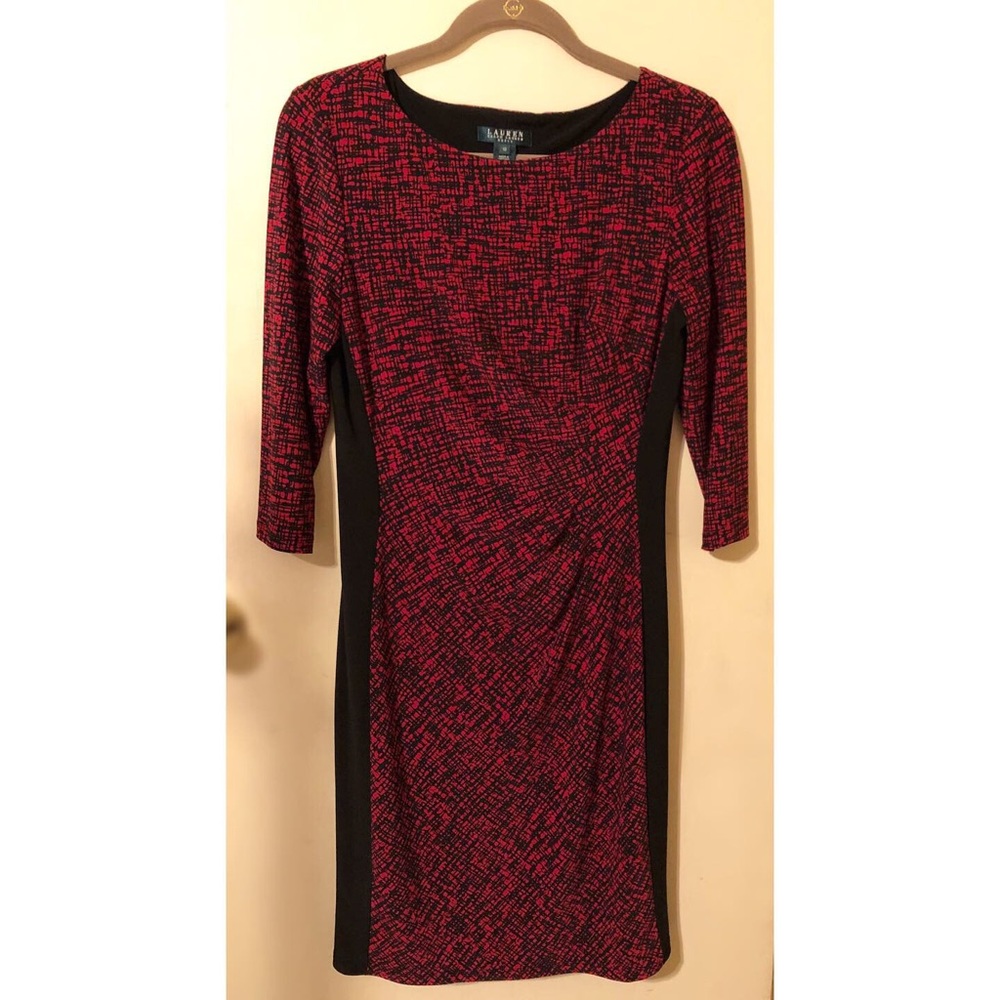 Lauren Ralph Lauren ribbed black & red dress Size 10